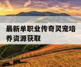 最新单职业传奇灵宠培养资源获取